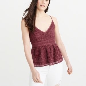 Lace Cami Peplum Burgundy Size XL BNWT